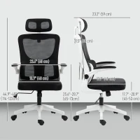Vinsetto High Back Office Chair, Mesh Computer Desk Chair with Rotatable Headrest, Lumbar Back Support, Adjustable Height, Black(m-3)