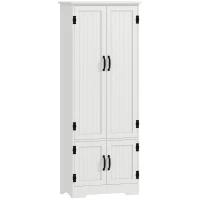 HOMCOM 60" 4-Door Storage Cabinet Multi-Storey Large Space Pantry with Adjustable Shelves White(m-2)