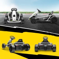 Aosom 24V Electric Go Kart for Kids, Drift Ride-On Racing Go Kart with 2 Speeds, for Boys Girls Aged 8-12 Years Old, White(m-9)