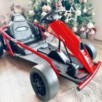 Aosom 24V Electric Go Kart for Kids, Drift Ride-On Racing Go Kart with 2 Speeds, for Boys Girls Aged 8-12 Years Old, Red(m-13)