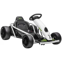 Aosom 24V Electric Go Kart for Kids, Drift Ride-On Racing Go Kart with 2 Speeds, for Boys Girls Aged 8-12 Years Old, White(m-13)
