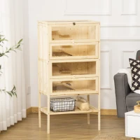 PawHut 5-Tier Wooden Hamster Cage Mice Habitat Rat Habitat with Openable Top, Front Door and Storage Shelf(m-2)