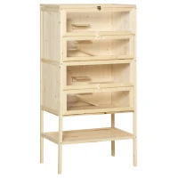 PawHut 5-Tier Wooden Hamster Cage Mice Habitat Rat Habitat with Openable Top, Front Door and Storage Shelf(m-11)