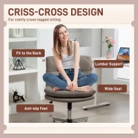 HOMCOM Armless Office Chair, Criss Cross Chair with Adjustable Height & Tilt Function for Home Office, Study, Grey(m-4)