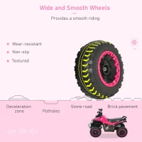 Aosom NO Power Kids Ride On Push Car, Ride Racer, Foot-to-floor Sliding Car, Walking ATV Toy with Music, Lights, for 1.5-3 Years Old, Pink(m-5)