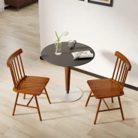 HOMCOM Dining Chairs Set of 2, Farmhouse Wood Kitchen Chairs with Rubber Wood Frame, Spindle Back for Dining Room, Light Brown(m-10)