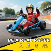 Aosom 24V Electric Go Kart for Kids, Drift Ride-On Racing Go Kart with 2 Speeds, for Boys Girls Aged 8-12 Years Old, Blue(m-4)