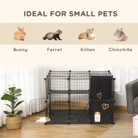 PawHut Pet Playpen with Door Storage Shelf for Kittens Chinchillas and Pet Minks(m-6)