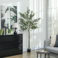 HOMCOM 6ft Artificial Olive Tree in Pot with Silk Leaves, Fruits, Faux Tree, Indoor Fake Plant for Home, Office, Living Room(m-9)