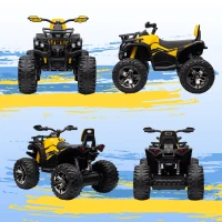 Aosom 12V Kids Recharging Ride-on Electric ATV Quad w/ Realistic Headlights Wide Wheel, Yellow(m-9)