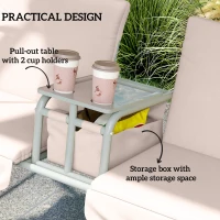 Outsunny Double Outdoor Swing Chair 2 Person Covered Swing Porch Swing w/ Pivot Table and Storage Console, Beige(m-5)