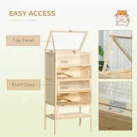 PawHut 5-Tier Wooden Hamster Cage Mice Habitat Rat Habitat with Openable Top, Front Door and Storage Shelf(m-5)