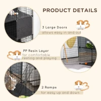 PawHut Pet Playpen with Door Storage Shelf for Kittens Chinchillas and Pet Minks(m-5)