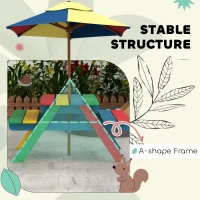 Outsunny Wooden Kids Picnic Table Bench Set with Removable Umbrella for Backyard, Garden, 3-6 Years Old(m-7)