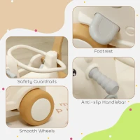 Qaba 5 in 1 Kids Rocking Horse with Detachable Base, Safety Guardrails, Footrests, Push Handle for Ages 1-6, Brown(m-6)