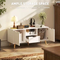 HOMCOM TV Stand with Storage for up to 50" TV, Modern TV Table with Open Shelf, Drawer and 2 Cabinets, White(m-4)