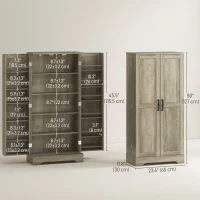 HOMCOM 50" Pantry Storage Cabinet, Farmhouse Kitchen Pantry Cabinet with Doors, Adjustable Shelves, Distressed Grey(m-3)