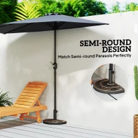 Outsunny 20 lbs Resin Half Round Patio Umbrella Base 20" Outdoor Decorative Parasol Stand Holder For Φ1.5", Φ1.9" Pole, Bronze(m-5)
