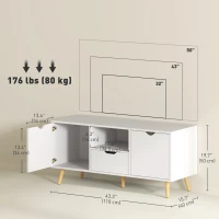 HOMCOM TV Stand with Storage for up to 50" TV, Modern TV Table with Open Shelf, Drawer and 2 Cabinets, White(m-3)
