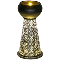 Outsunny 28" Tall Outdoor Water Fountain with LED Lights, Bowl Garden Waterfall Fountain with Adjustable Flow, Outdoor Water Feature with Cut-out Floral Base, Dark Grey and Yellow(m-11)