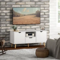 HOMCOM TV Stand with Storage for up to 50" TV, Modern TV Table with Open Shelf, Drawer and 2 Cabinets, White(m-8)