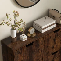 HOMCOM Shoe Storage Cabinet with 4 Flip Drawers and Adjustable Shelf, Shoe Cabinet for 8-16 Pairs of Shoes, Rustic Brown(m-8)