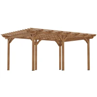 Outsunny 12' x 16' Outdoor Pergola Grape Trellis, Wood Gazebo for Climbing Plants at Garden, Patio, Backyard, Deck, Brown(m-1)