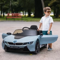 Aosom Licensed BMW I8 Coupe 6V Electric Car, Kids Ride-On Car, Battery Powered Toy with Remote Control Music Horn Lights Suspension for 37-96months Old, Blue(m-2)