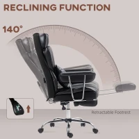 HOMCOM 400LBS Massage Office Chair, Executive Office Chair with 6-Point Vibration, Footrest and Lumbar Support, Black(m-7)