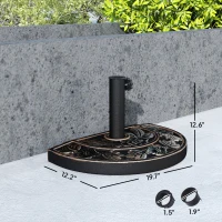 Outsunny 20lbs Half Round Patio Umbrella Base Outdoor Decorative Resin Parasol Stand Holder for Φ1.5", Φ1.9" Pole, for Lawn, Deck, Backyard, Garden, Bronze(m-3)