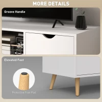 HOMCOM TV Stand with Storage for up to 50" TV, Modern TV Table with Open Shelf, Drawer and 2 Cabinets, White(m-5)