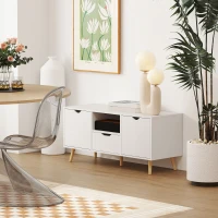 HOMCOM TV Stand with Storage for up to 50" TV, Modern TV Table with Open Shelf, Drawer and 2 Cabinets, White(m-7)