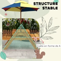 Outsunny Toddler Water Table Kids Sand & Water Table with Removable Foldable Umbrella for Patio Lawn Garden, Aged 3-6 Years Old(m-7)