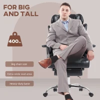 HOMCOM 400LBS Massage Office Chair, Executive Office Chair with 6-Point Vibration, Footrest and Lumbar Support, Black(m-5)