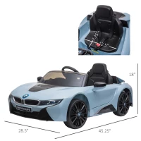 Aosom Licensed BMW I8 Coupe 6V Electric Car, Kids Ride-On Car, Battery Powered Toy with Remote Control Music Horn Lights Suspension for 37-96months Old, Blue(m-3)