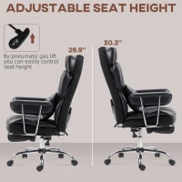 HOMCOM 400LBS Massage Office Chair, Executive Office Chair with 6-Point Vibration, Footrest and Lumbar Support, Black(m-8)