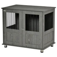 PawHut Dog Crate Furniture, Wooden End Table Furniture with Lockable Magnetic Doors, Small Size Pet Kennel Ind(m-11)