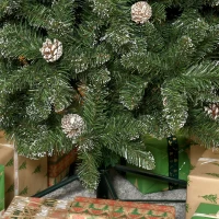 HOMCOM 7.5ft Artificial Christmas Tree, Flocked Christmas Tree with Pine Cones, 1119 Branch Tips and Metal Base, Green(m-10)