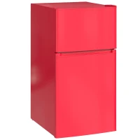 HOMCOM 3.2 Cu Ft Compact Refrigerator, Mini Fridge with Freezer, Adjustable Shelves and Reversible Doors for Bedroom, Red(m-11)