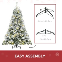 HOMCOM 6ft Snow Flocked Artificial Tree 250 LED Light 928 Branches Christmas Season(m-5)