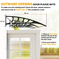 Outsunny Awning Door Canopy, 119.3" x 37.8", Polycarbonate Front Door Outdoor Patio Cover for UV Protection, Clear(m-7)