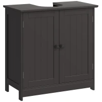 HOMCOM Bathroom Vanity Cabinet, Under Sink Bathroom Cabinet with 2 Doors and Adjustable Shelf, Coffee(m-1)