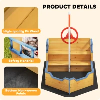 Outsunny Kids Wooden Sandbox Pirate Ship Sandboat Outdoor Backyard Playset Children Sandpit w/ Bench Seat Storage Space & Flag for 3-6 Years Old(m-7)