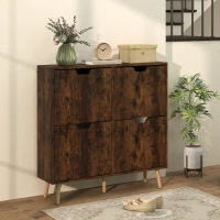 HOMCOM Shoe Storage Cabinet with 4 Flip Drawers and Adjustable Shelf, Shoe Cabinet for 8-16 Pairs of Shoes, Rustic Brown(m-9)