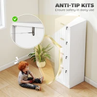 HOMCOM Lockable Filing Cabinet with 4 Fluted Drawers, File Cabinet with Adjustable Hanging Rails for A4 Letter Files, White(m-7)