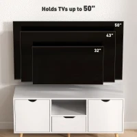 HOMCOM TV Stand with Storage for up to 50" TV, Modern TV Table with Open Shelf, Drawer and 2 Cabinets, White(m-6)