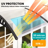 Outsunny Awning Door Canopy, 119.3" x 37.8", Polycarbonate Front Door Outdoor Patio Cover for UV Protection, Clear(m-4)