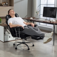 HOMCOM 400LBS Massage Office Chair, Executive Office Chair with 6-Point Vibration, Footrest and Lumbar Support, Black