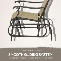 Outsunny 3PCs Gliding Rocking Chair & Bistro Tea Table Set, Grey(m-6)