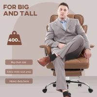 HOMCOM 400LBS Massage Office Chair, Executive Office Chair with 6-Point Vibration, Footrest and Lumbar Support, Brown(m-5)